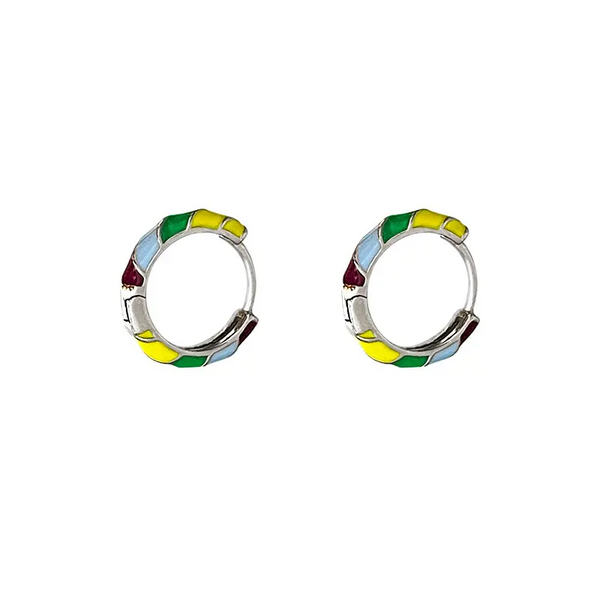 Creole Rund Sterling Silber 925 Multi Farben Damen Ohrringe