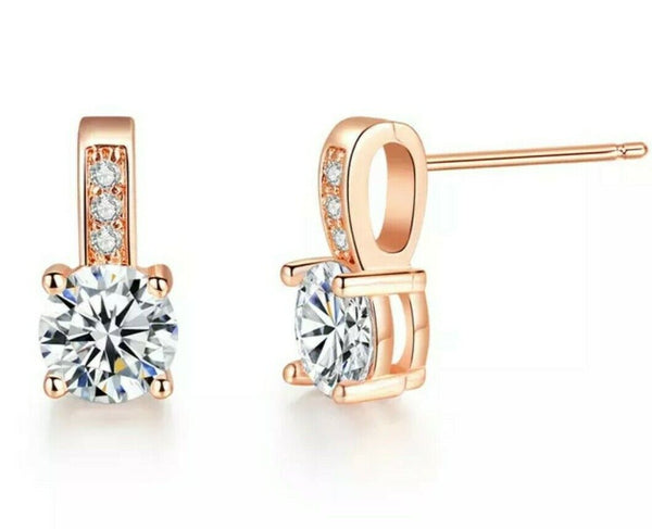 Ohrringe Zirkonia Klapp Ohr Ohrstercker Ohrschmuck 18K Rosegoldn