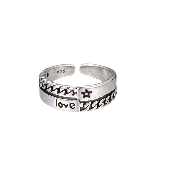 Love Ring Stern Sterlingsilber 925 Geschwärzt Liebe  47-51 - Vipfashion797