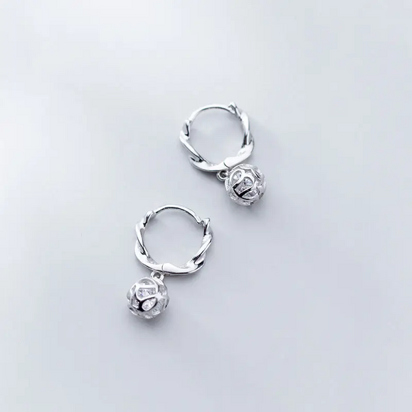 Creolen Ball Sterlingsilber 925 Zirkonia Mädchen Damen Ohrringe