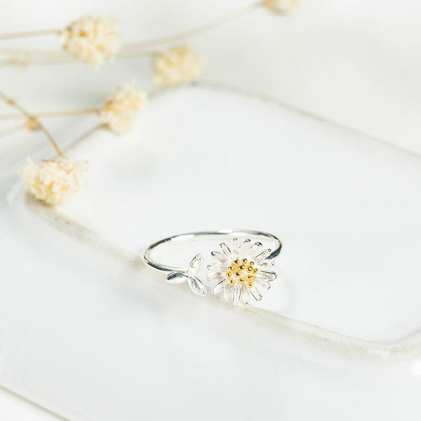 Damen Ring Sonnenblume Sterling Silber 925 größenverstellbar 50-56