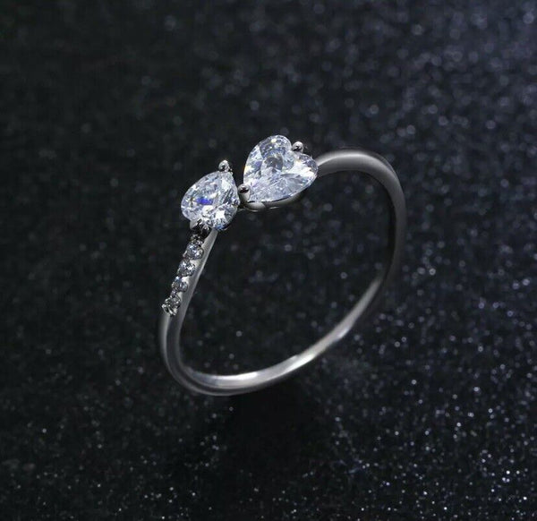 Liebe Ring Herzen Sterlingsilber 925 Zirkonia größenverstellbar 53-57