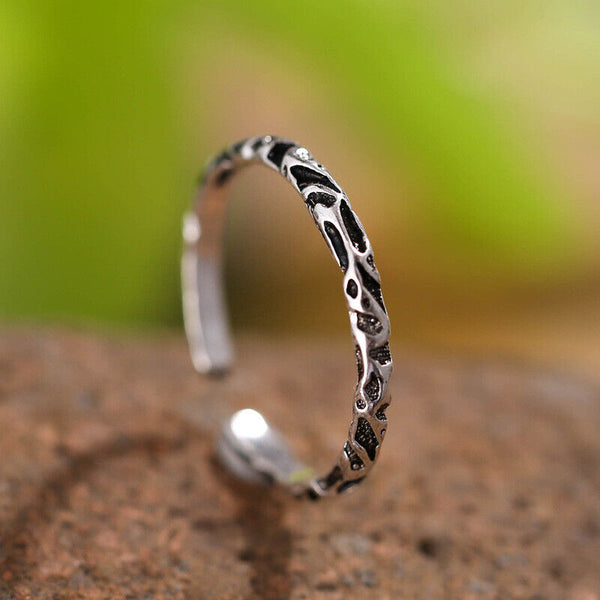 Schmaler Damen Ring Geschwärzt Sterling Silber 925 dünn 50-54 - Vipfashion797