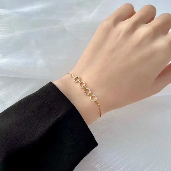 Damen Armband Zirkonia Runde Plättchen Sterlingsilber 925
