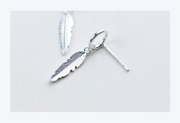 Ohrstecker Feder echt Sterling Silber 925 Damen Mädchen Ohrringe