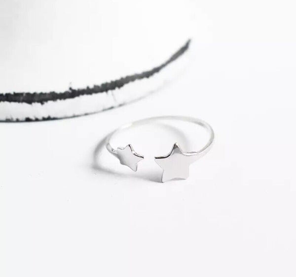 Mini Ring Sterne Sterling Silber 925 größenverstellbar 49-53