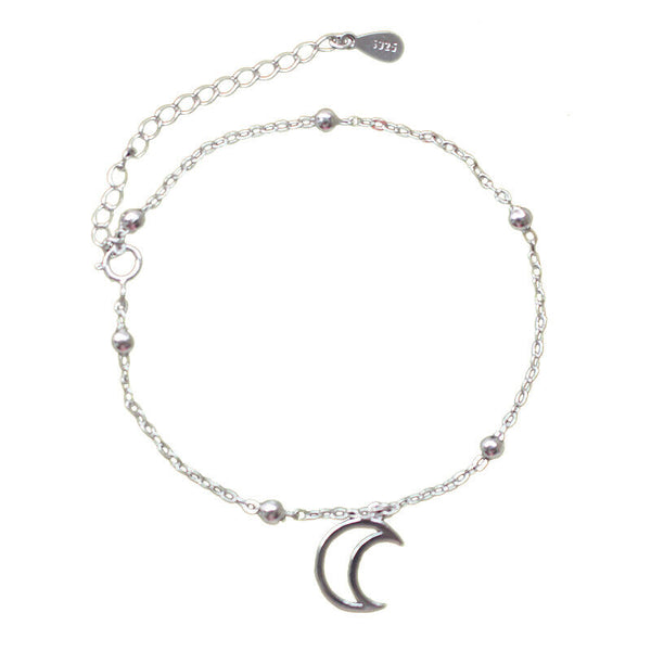 925 Silber Damen Armkette / Fußkettchen – Mond und Kugeln / 16-21 cm