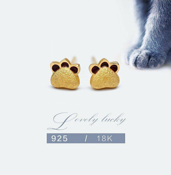 Ohrringe Ohrstecker Pfoten Silber 925 & 18k Goldn