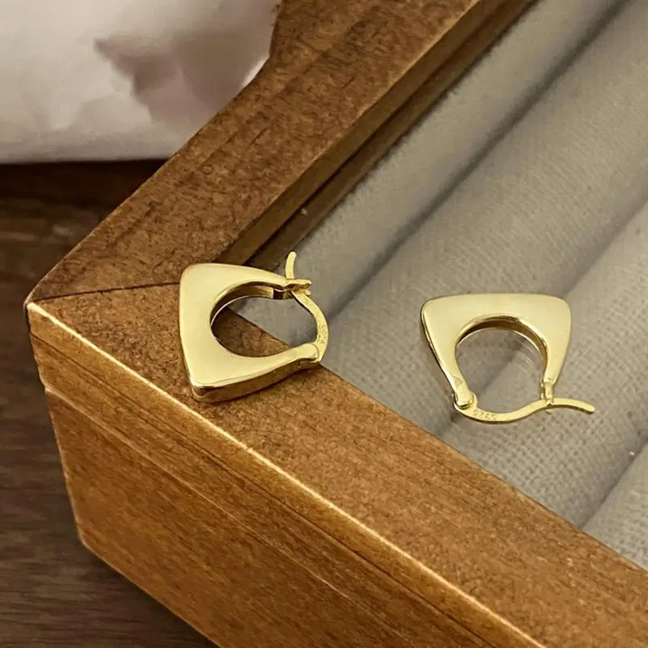 Kleine Klapp Creolen Dreieck Sterling Silber 925 Damen Ohrringe Kreolen - Vipfashion797