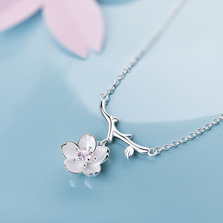 Halskette Blumen Sterling Silber 925 Zirkonia Damen Kette - Vipfashion797