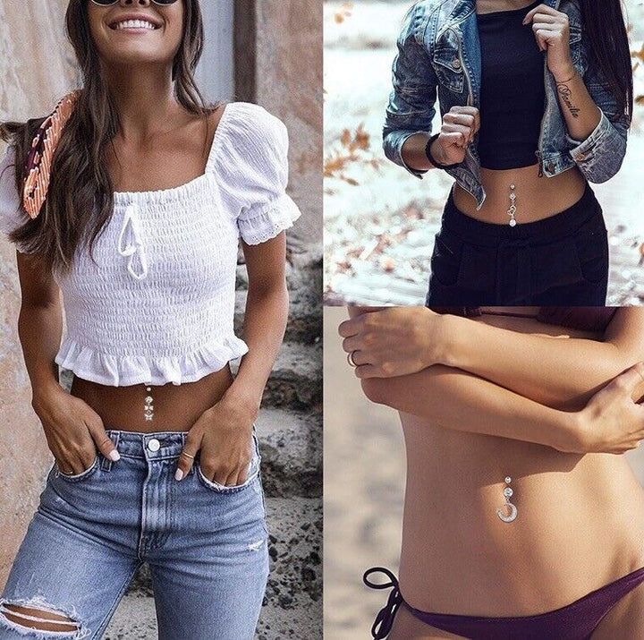 Bauchnabel Piercing Herz Kristall Stab Zirkon hervorragende Qualität. - Vipfashion797