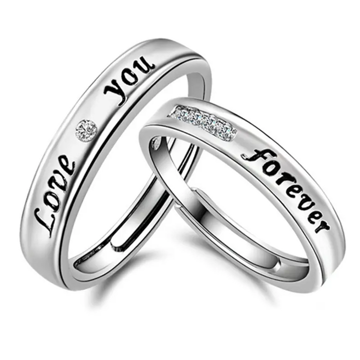 Ring Zwei Partnerringe Sterling Silber 925 mit Zirkonia - Vipfashion797