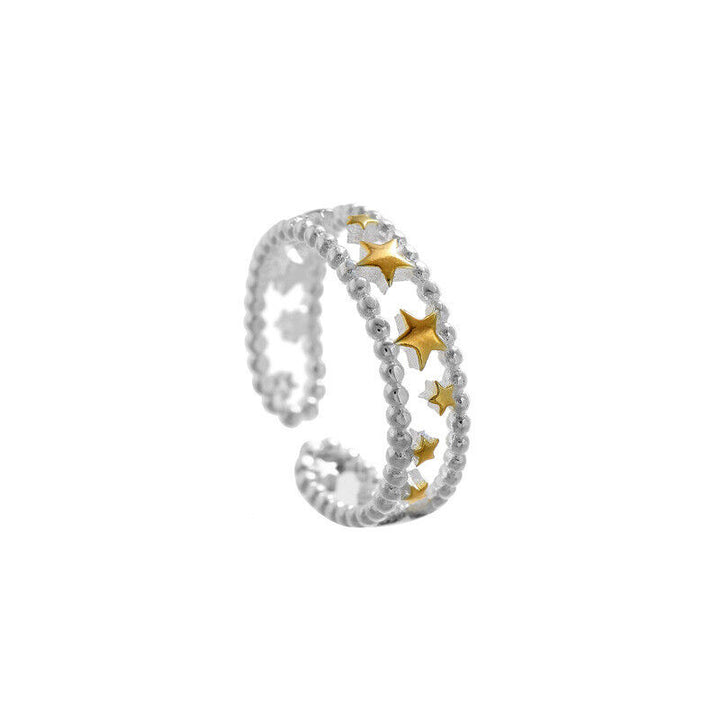 Damen Ring Sterne Sterlingsilber 925 offen Größenverstellbar 49-54 - Vipfashion797