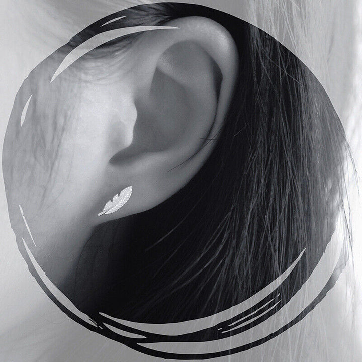 Kleine Ohrstecker Blatt Silber 925 Damen Kinder Ohrringe 11mm - Vipfashion797