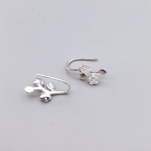 Ohrklemme Blätter Blumen Silber 925 Damen 1 Stück Ohrring ohne Loch