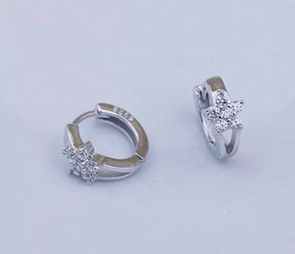 Creolen Klapp 925 Sterlingsilber Zirkonia Blume & Stern Damen Ohrringe