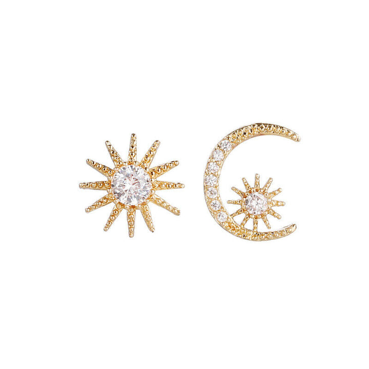 Ohrstecker Mond - Stern Silber 925 Zirkonia Damen Ohrringe - Vipfashion797
