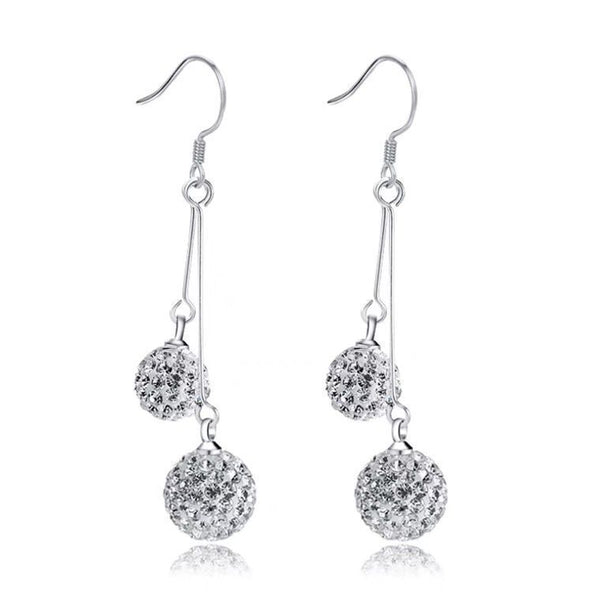 Ohrhänger Bällen Sterlingsilber 925 Zirkonia Damen Mädchen Ohrringe