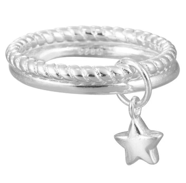Doppel Ring Stern Anhänger Silber 925 Damenschmuck