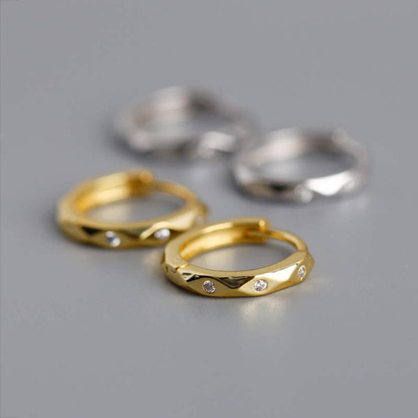 Creole 925 Silber mit Zirkonia Vergoldet Silber & Gold Ohrringe