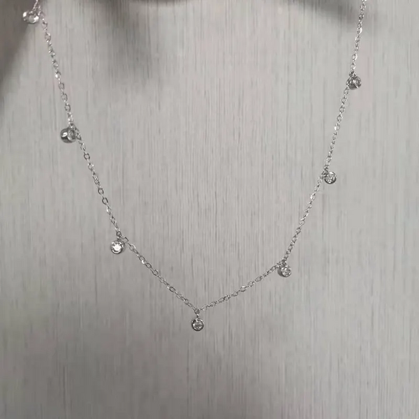 Halskette Kugel Plättchen Sterling Silber 925 Zirkonia Damen Choker Collier