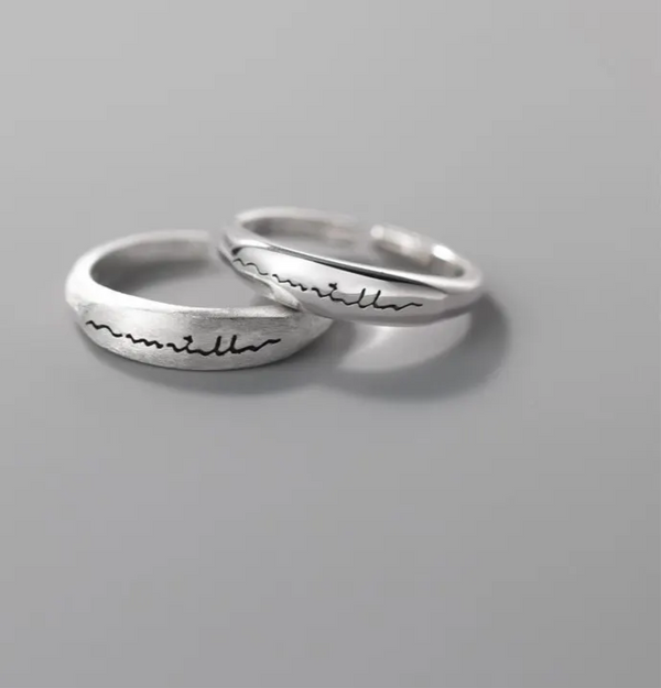 Set Partnerringe Ring Silber 925 Herzschlag Liebe Trauringe Freundschaft