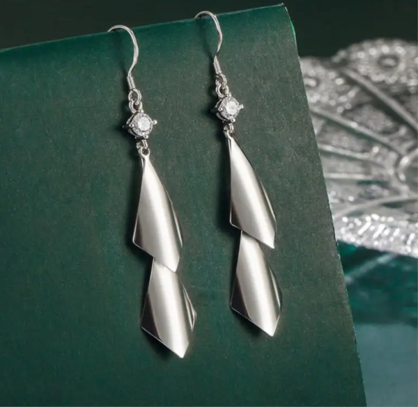 Ohrhänger gebogene Vierecke Sterling Silber 925 Damen Raute Ohrringe