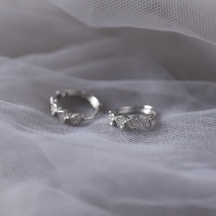 Creolen Herz Sterling Silber 925 Zirkonia Damen Mädchen Ohrringe - Vipfashion797