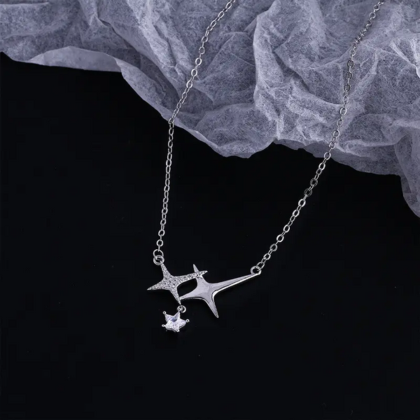 Halskette m-Anhänger Sterne Sterling Silber 925 Zirkonia Damen