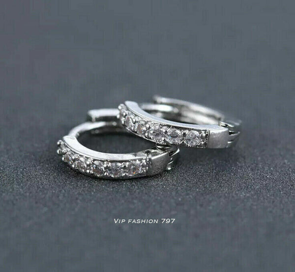 Creolen mit Zirkonia Silber 925 Stempel Damen Mädchen Ohrringe