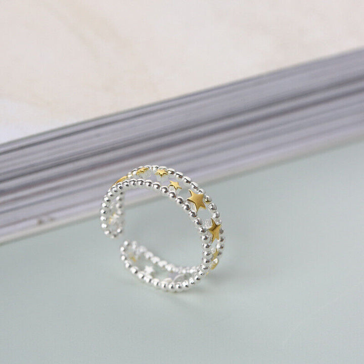 Damen Ring Sterne Sterlingsilber 925 offen Größenverstellbar 49-54 - Vipfashion797
