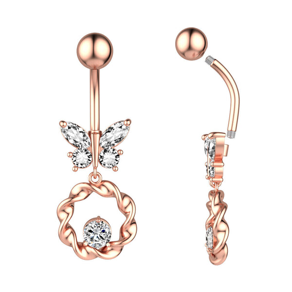 Bauchnabelpiercing Kreis Schmetterling Anhänger Schmetterling mit Kristall
