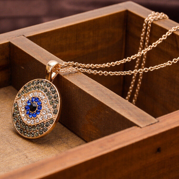 Halskette 18k Gold Farben böses Auge 2,5 Amulett Türkisch Arabisch - Vipfashion797
