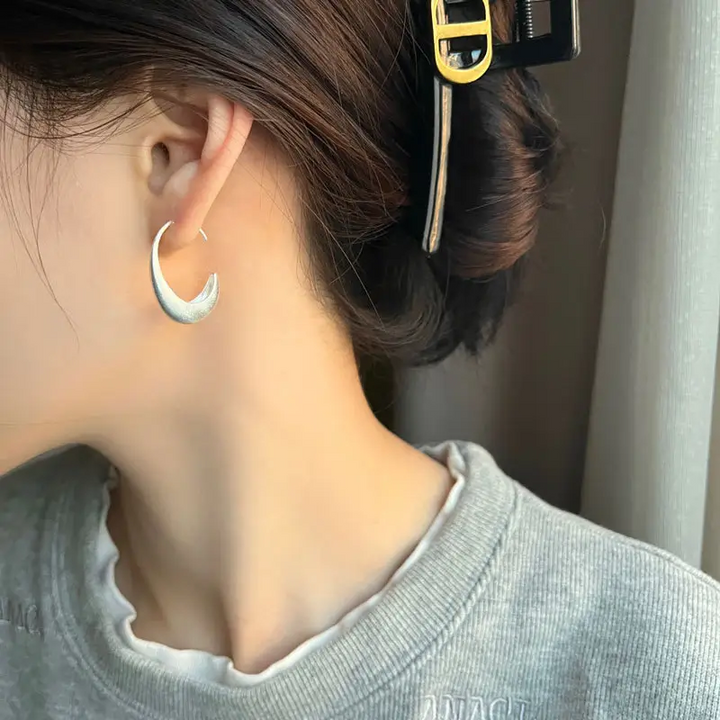 Halb Creole Sterlingsilber 925 Damen Kreolen Ohrringe - Vipfashion797