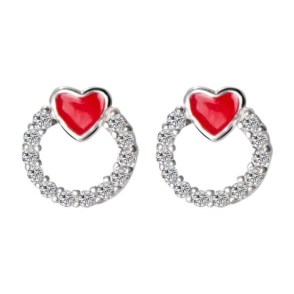 Rund Herz 8mm Ohrstecker Sterling Silber 925 Damen Ohrringe
