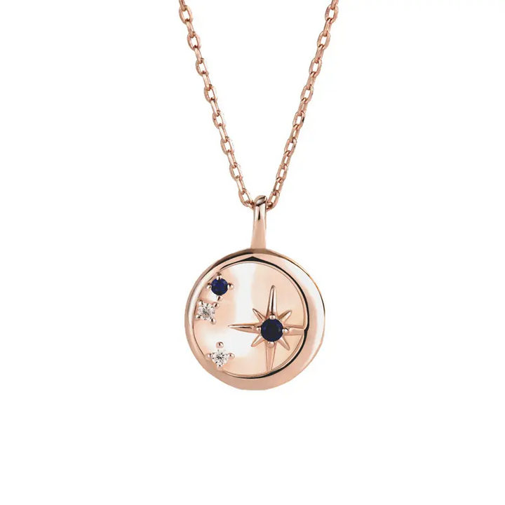 Damen Halskette Blauer Zirkon Stern Silber 925 Zirkonia Collier - Vipfashion797