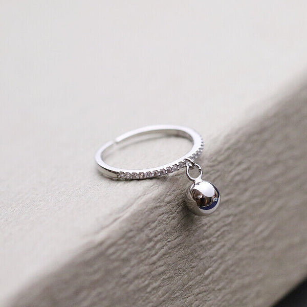 Damen Ring mit Ballkette Sterling Silber 925 52-56