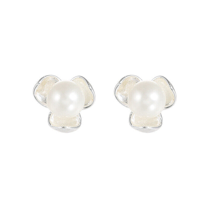 Perlen Ohrstecker 925 Silber Blume mit Perle Damen Ohrringe - Vipfashion797