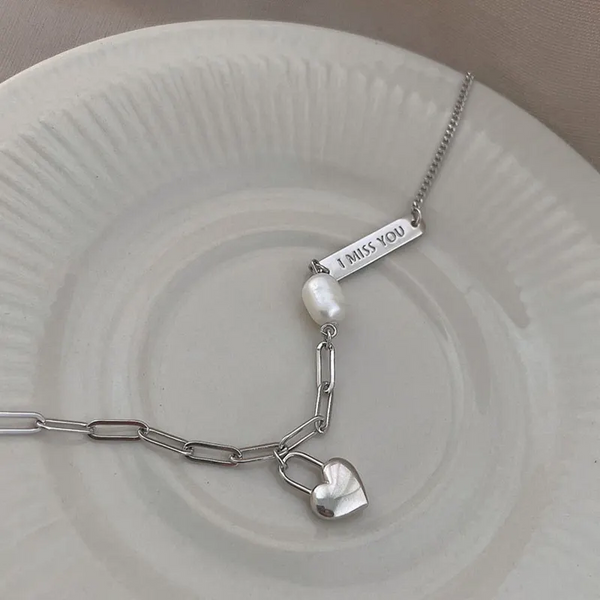 Halskette Herz Sterling Silber 925 ich vermisse dich Damen Mädchen Kette Liebe