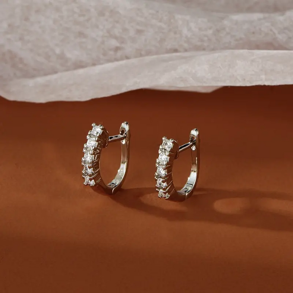 Damen Creolen mit zirkonia Sterling Silber 925 Ohrringe