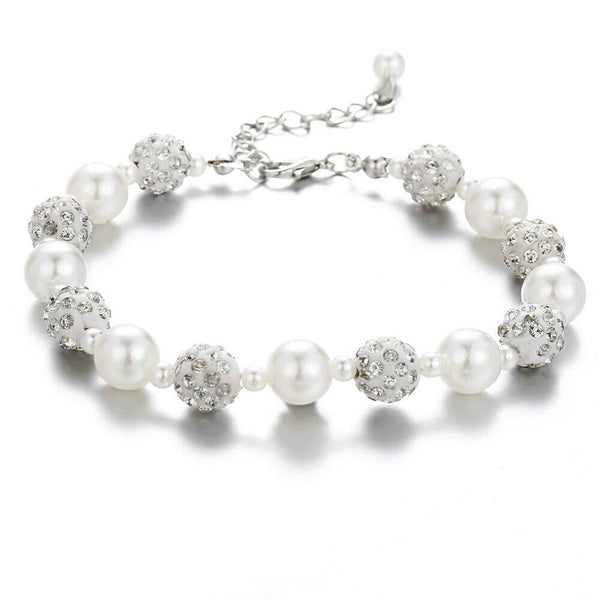 Damen Armband Perlen Ferido Kristall Kugelarmband Damen Perle Armkette/Box2