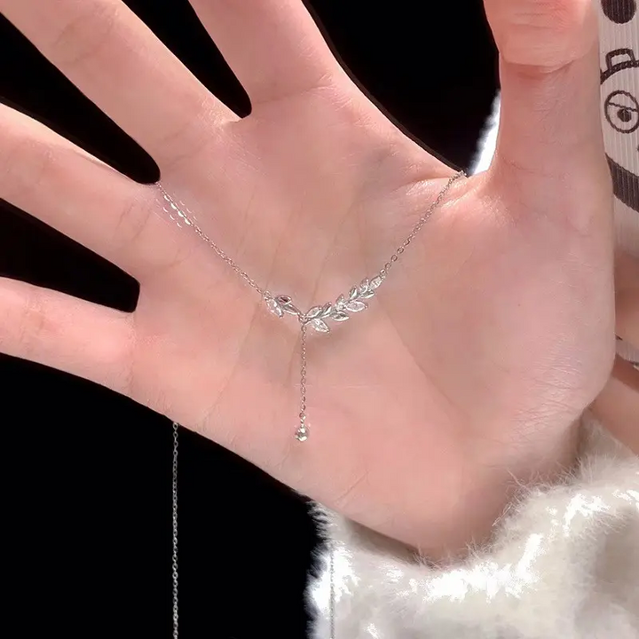 Halskette mit Anhänger Blatt Sterlingsilber 925 Damen - Vipfashion797