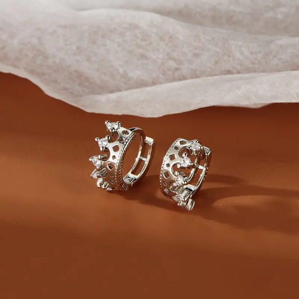 Creolen Königinkrone Sterling Silber 925 Zirkonia Damen Ohrringe