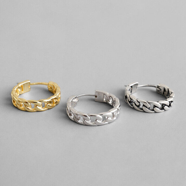 Klapp Creolen Modische echt Sterling Silber 925 Damen Ohrringe