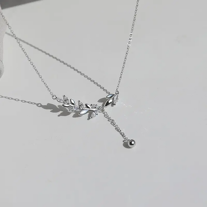 Halskette mit Anhänger Blatt Sterlingsilber 925 Damen - Vipfashion797