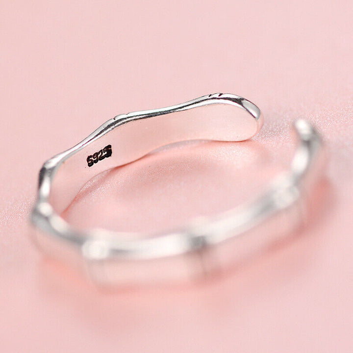 Ring Bambus Sterling Silber 925 Damen Schmuck verstellbar 52-55 - Vipfashion797