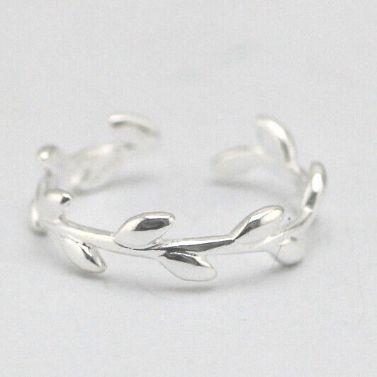 Blatt Ring Sterling Silber 925 Größenverstellbar 49-55