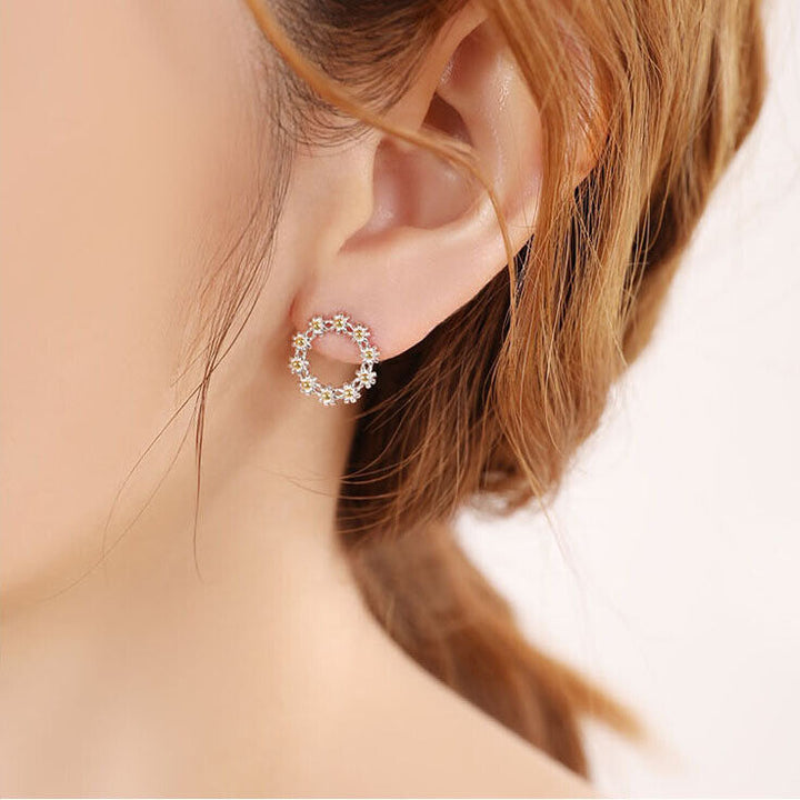 Ohrringe Blumenkreis Silber 925 Damen Kinder Mädchen Ohrstecker - Vipfashion797