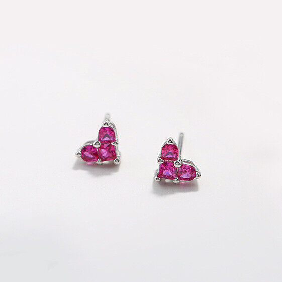 Herz Ohrstecker Silber 925 Liebe Zirkonia Damen Kinder Ohrringe - Vipfashion797