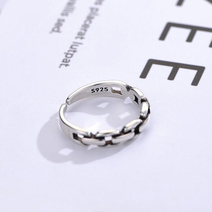 Ring Kette Sterling Silber 925 Geschwärzt Damen verstellbar 51-54 - Vipfashion797